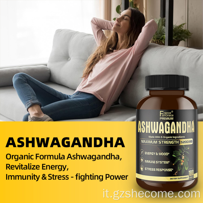 Supplemento delle capsule Ashwagandha per il supporto alla risposta allo stress